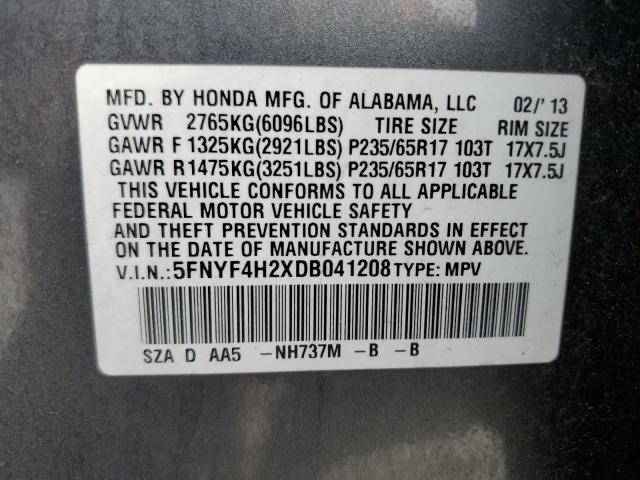 Photo 13 from auction – 2013 HONDA PILOT LX with VIN 5FNYF4H2XDB041208