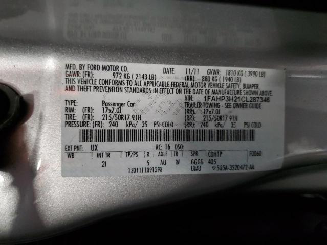 Photo 13 from auction – 2012 FORD FOCUS SEL with VIN 1FAHP3H21CL287346