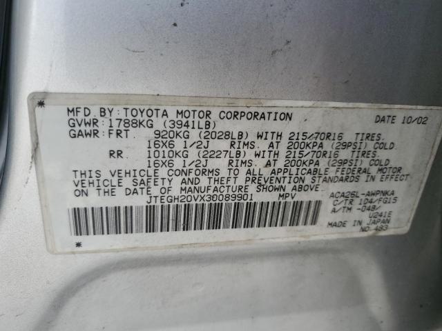 Photo 14 from auction – 2003 TOYOTA RAV4 with VIN JTEGH20VX30089901