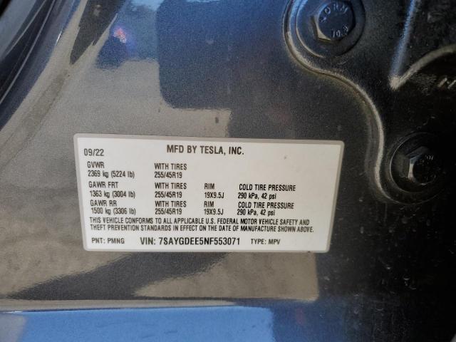 Photo 12 from auction – 2022 TESLA MODEL Y with VIN 7SAYGDEE5NF553071