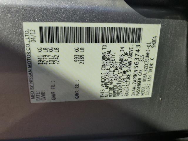 Photo 12 from auction – 2012 NISSAN ALTIMA BAS with VIN 1N4AL2AP9CN563743