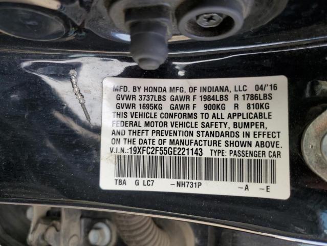 Photo 12 from auction – 2016 HONDA CIVIC LX with VIN 19XFC2F55GE221143