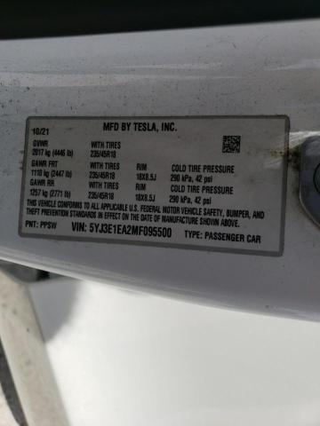 Photo 12 from auction – 2021 TESLA MODEL 3 with VIN 5YJ3E1EA2MF095500