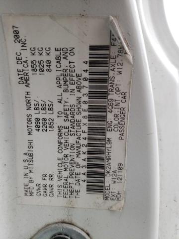 Photo 12 from auction – 2008 MITSUBISHI ECLIPSE GS with VIN 4A3AK24FX8E037044