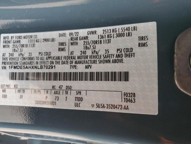 Photo 14 from auction – 2022 FORD BRONCO BAS with VIN 1FMDE5AHXNLB70291