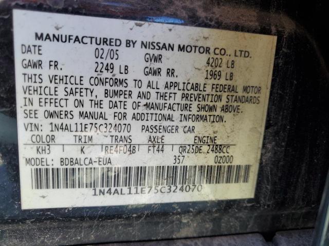 Photo 12 from auction – 2005 NISSAN ALTIMA S with VIN 1N4AL11E75C324070