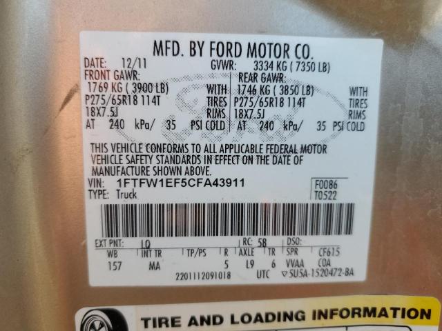 Photo 12 from auction – 2012 FORD F150 SUPER with VIN 1FTFW1EF5CFA43911