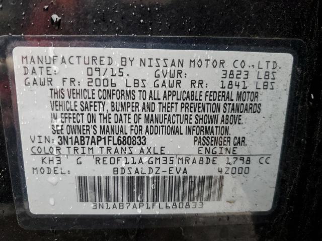 Photo 12 from auction – 2015 NISSAN SENTRA S with VIN 3N1AB7AP1FL680833