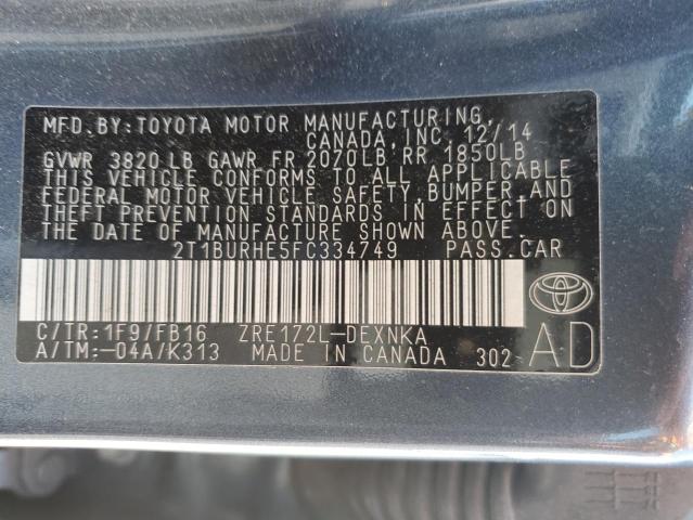 Photo 13 from auction – 2015 TOYOTA COROLLA L with VIN 2T1BURHE5FC334749
