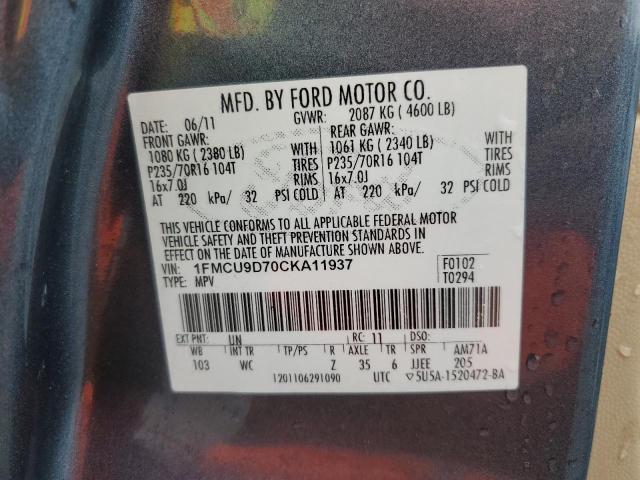 Photo 14 from auction – 2012 FORD ESCAPE XLT with VIN 1FMCU9D70CKA11937