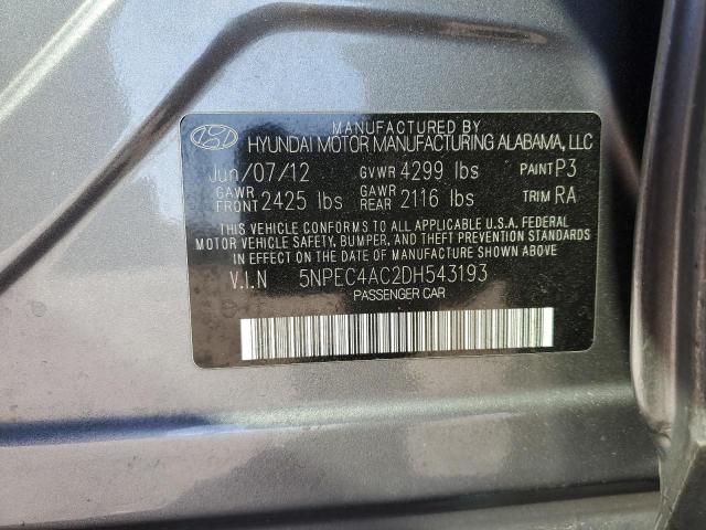 Photo 13 from auction – 2013 HYUNDAI SONATA SE with VIN 5NPEC4AC2DH543193
