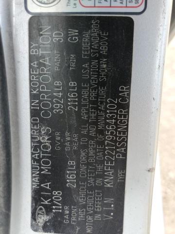 Photo 12 from auction – 2009 KIA SPECTRA EX with VIN KNAFE221795643102