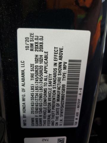 Photo 14 from auction – 2021 HONDA PILOT SE with VIN 5FNYF5H22MB015899