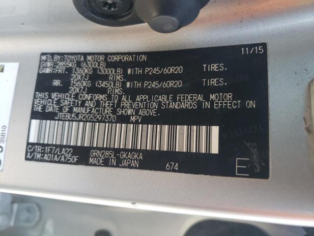 Photo 13 from auction – 2016 TOYOTA 4RUNNER SR with VIN JTEBU5JR2G5297370