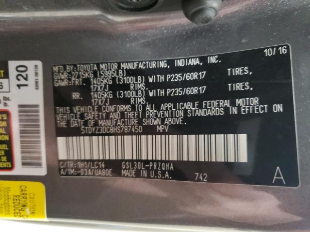 Photo 14 from auction – 2017 TOYOTA SIENNA XLE with VIN 5TDYZ3DC8HS787450