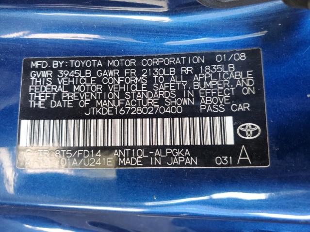 Photo 12 from auction – 2008 TOYOTA SCION TC with VIN JTKDE167280270400