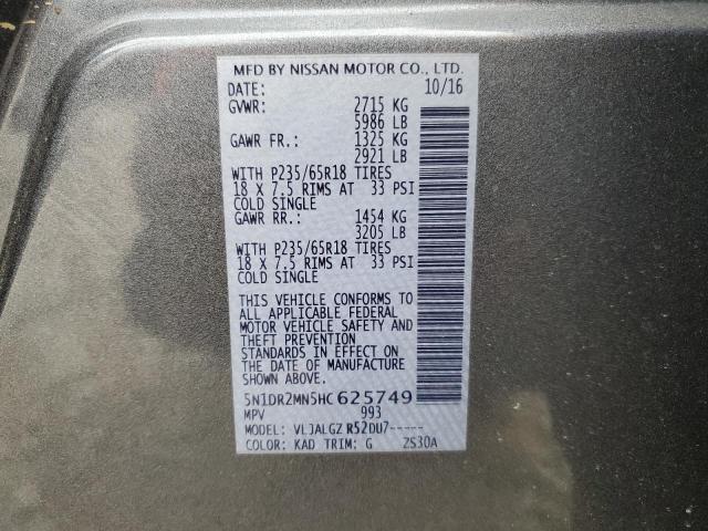 Photo 14 from auction – 2017 NISSAN PATHFINDER with VIN 5N1DR2MN5HC625749