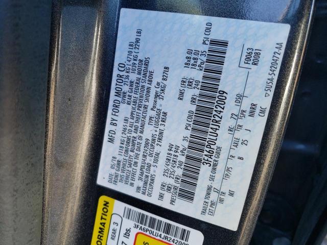 Photo 13 from auction – 2018 FORD FUSION SE with VIN 3FA6P0LU4JR242009