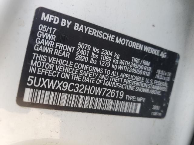 Photo 12 from auction – 2017 BMW X3 XDRIVE2 with VIN 5UXWX9C32H0W72619