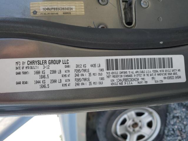 Photo 13 from auction – 2012 JEEP PATRIOT SP with VIN 1C4NJPBB5CD634234