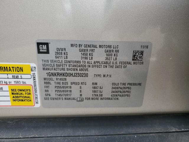 Photo 12 from auction – 2017 CHEVROLET TRAVERSE L with VIN 1GNKRHKD0HJ230230