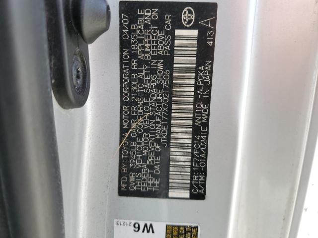 Photo 12 from auction – 2007 TOYOTA SCION TC with VIN JTKDE177X70217506