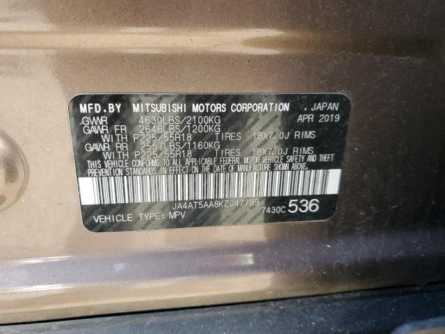 Photo 12 from auction – 2019 MITSUBISHI ECLIPSE CR with VIN JA4AT5AA8KZ047799