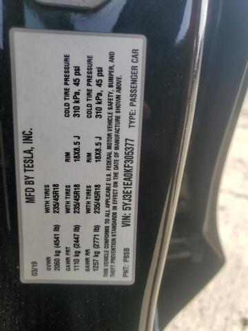 Photo 12 from auction – 2019 TESLA MODEL 3 with VIN 5YJ3E1EA0KF305377