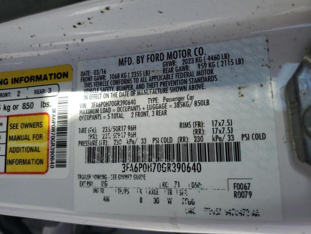 Photo 12 from auction – 2016 FORD FUSION SE with VIN 3FA6P0H70GR390640