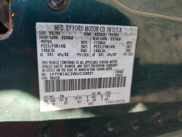 Photo 12 from auction – 1998 FORD RANGER with VIN 1FTYR10C3WUC50021