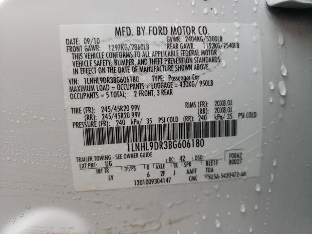 Photo 12 from auction – 2011 LINCOLN MKS with VIN 1LNHL9DR3BG606180