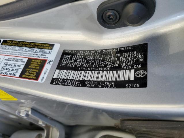 Photo 12 from auction – 2016 TOYOTA CAMRY HYBR with VIN 4T1BD1FK9GU194036