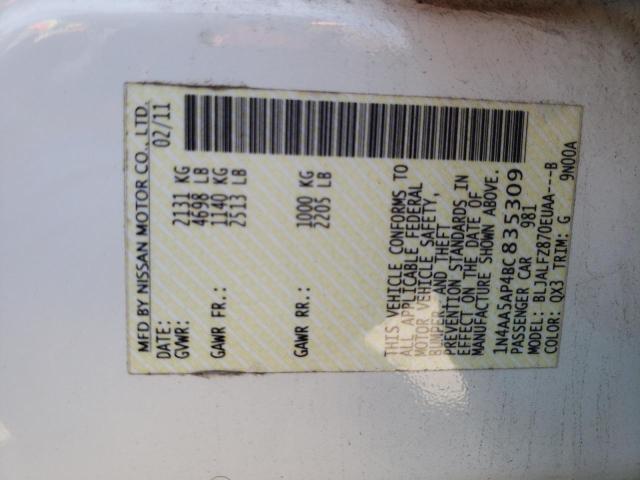 Photo 12 from auction – 2011 NISSAN MAXIMA S with VIN 1N4AA5AP4BC835309