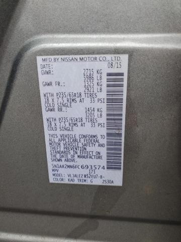 Photo 14 from auction – 2015 NISSAN PATHFINDER with VIN 5N1AR2MN6FC693574