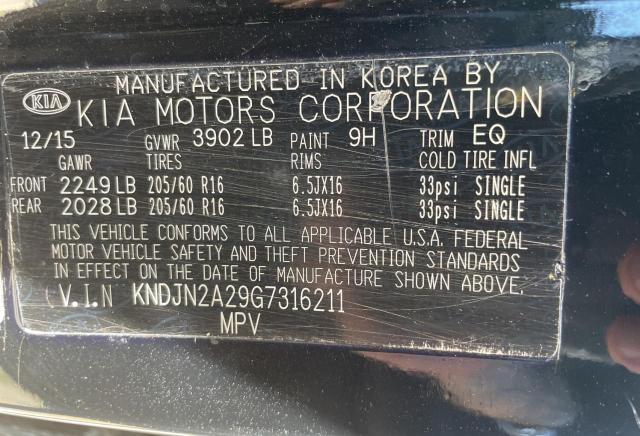Photo 10 from auction – 2016 KIA SOUL with VIN KNDJN2A29G7316211