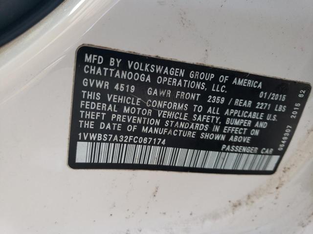 Photo 12 from auction – 2015 VOLKSWAGEN PASSAT SE with VIN 1VWBS7A32FC067174