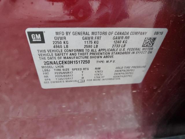 Photo 14 from auction – 2017 CHEVROLET EQUINOX LT with VIN 2GNALCEK0H1517250