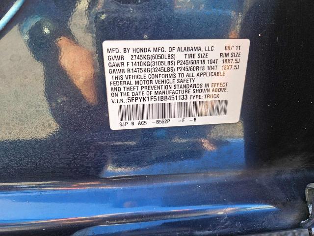 Photo 10 from auction – 2011 HONDA RIDGELINE with VIN 5FPYK1F51BB451133