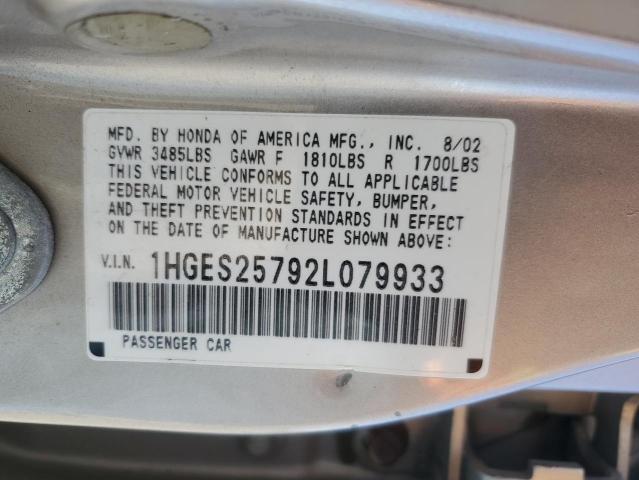 Photo 12 from auction – 2002 HONDA CIVIC EX with VIN 1HGES25792L079933