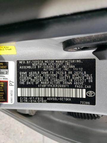 Photo 13 from auction – 2012 TOYOTA CAMRY BASE with VIN 4T4BF1FK3CR269971