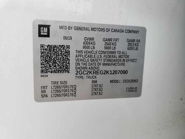 Photo 12 from auction – 2019 CHEVROLET SILVERADO with VIN 2GC2KREG2K1207090