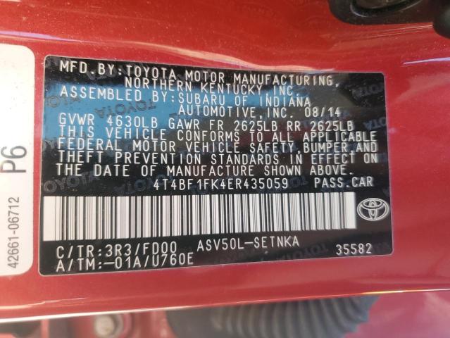 Photo 13 from auction – 2014 TOYOTA CAMRY L with VIN 4T4BF1FK4ER435059