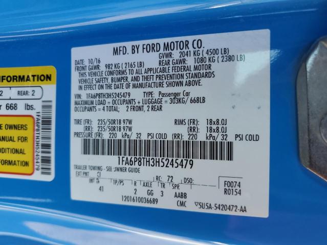 Photo 12 from auction – 2017 FORD MUSTANG with VIN 1FA6P8TH3H5245479