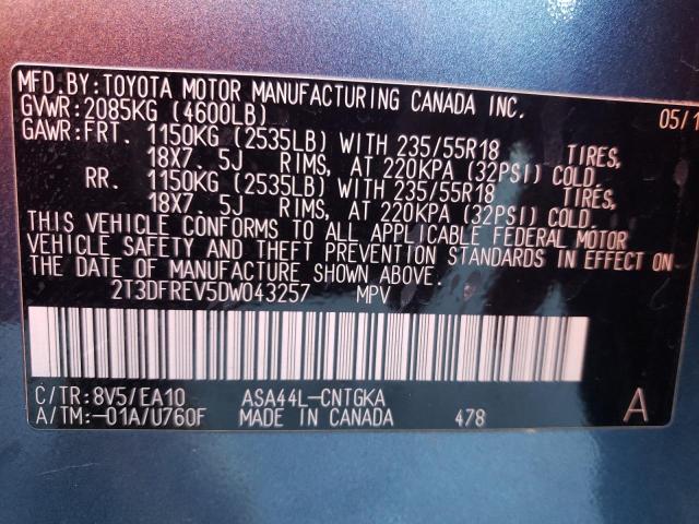 Photo 12 from auction – 2013 TOYOTA RAV4 LIMIT with VIN 2T3DFREV5DW043257