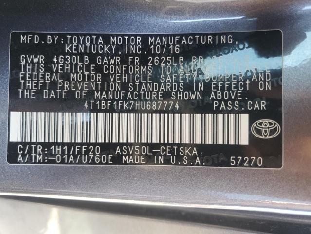 Photo 13 from auction – 2017 TOYOTA CAMRY LE with VIN 4T1BF1FK7HU687774