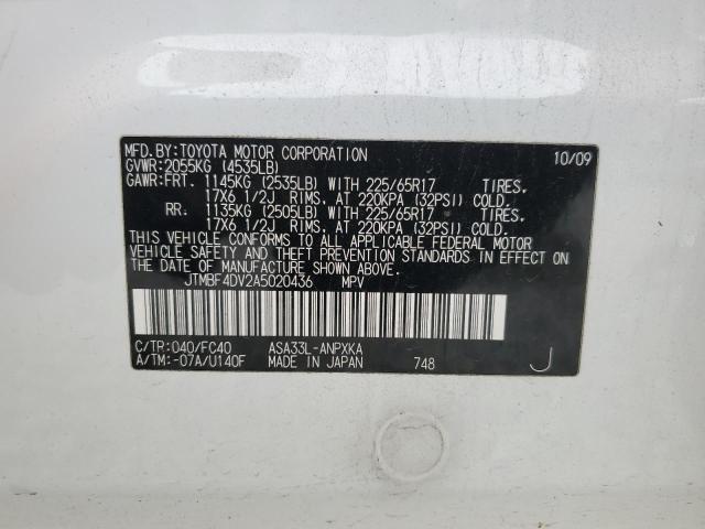 Photo 14 from auction – 2010 TOYOTA RAV4 with VIN JTMBF4DV2A5020436