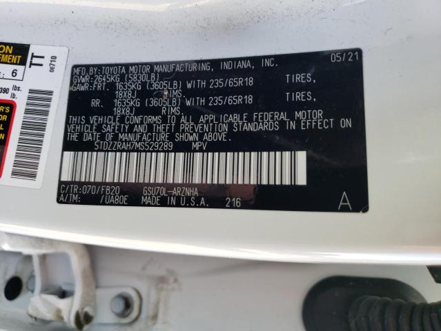 Photo 13 from auction – 2021 TOYOTA HIGHLANDER with VIN 5TDZZRAH7MS529289