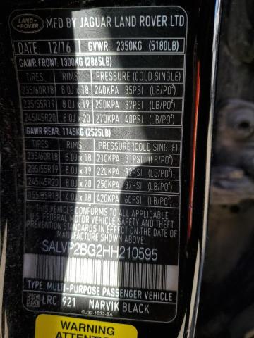 Photo 14 from auction – 2017 LAND ROVER RANGE ROVE with VIN SALVP2BG2HH210595