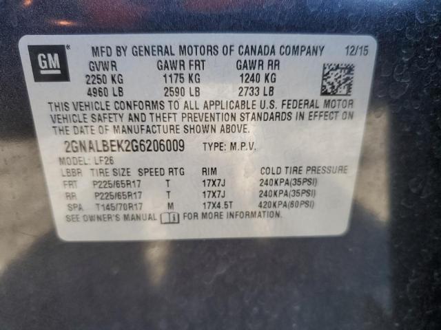 Photo 12 from auction – 2016 CHEVROLET EQUINOX LS with VIN 2GNALBEK2G6206009