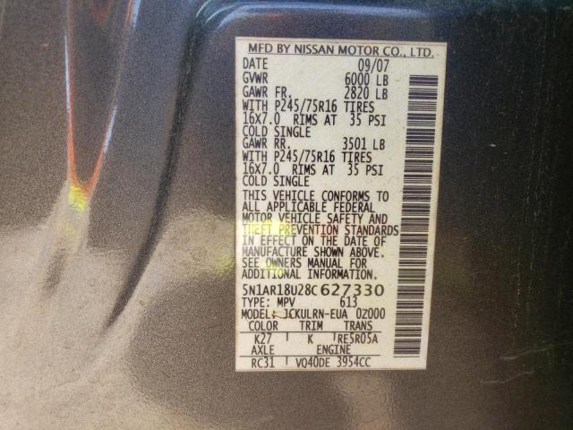 Photo 13 from auction – 2008 NISSAN PATHFINDER with VIN 5N1AR18U28C627330